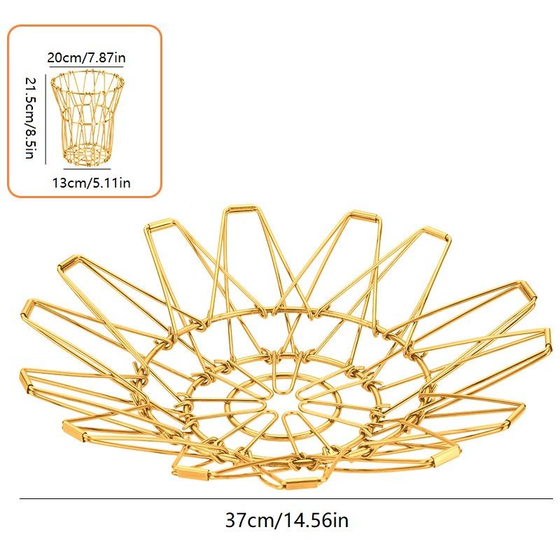 Foldable Fruit Bowl Large Capacity Foldable Creative Fruit Basket Scalable Iron Wire Basket Desktop Storage Hollow Basket