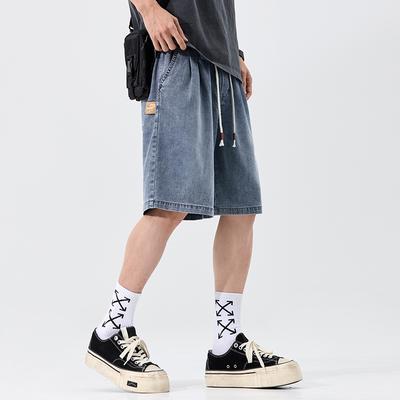 New Summer Ice Silk Five-point Jeans Japanese Loose Shorts Men's Mid-length Pants