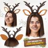 Festive Reindeer Antler Headband Set Includes Decorative Stickers Comfortable Cloth For Kids Adults Christmas Event