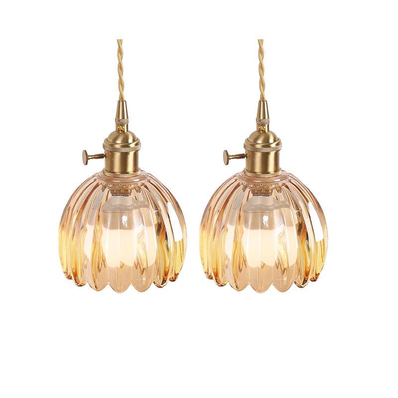 Wireless USB Charging Remote Chandelier with Retro Glass Flowers for Bedroom or Dining Room - Nordic Style