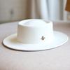 Bee pure wool wide brim concave top hat women's fashion retro British style jazz hat women's autumn and winter