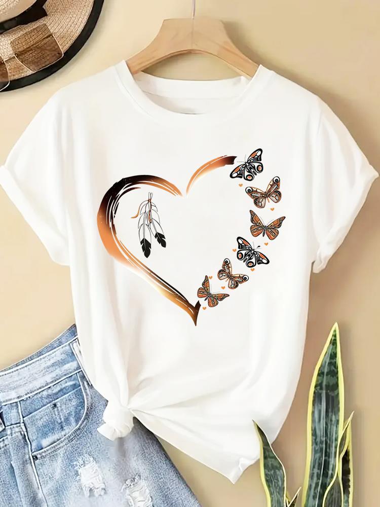 (Asian Size) Lovely Leopard Trend  Printed Clothing Casual T Shirt  Lady Female Top Fashion Graphic Short Sleeve T-shirts Women Tee