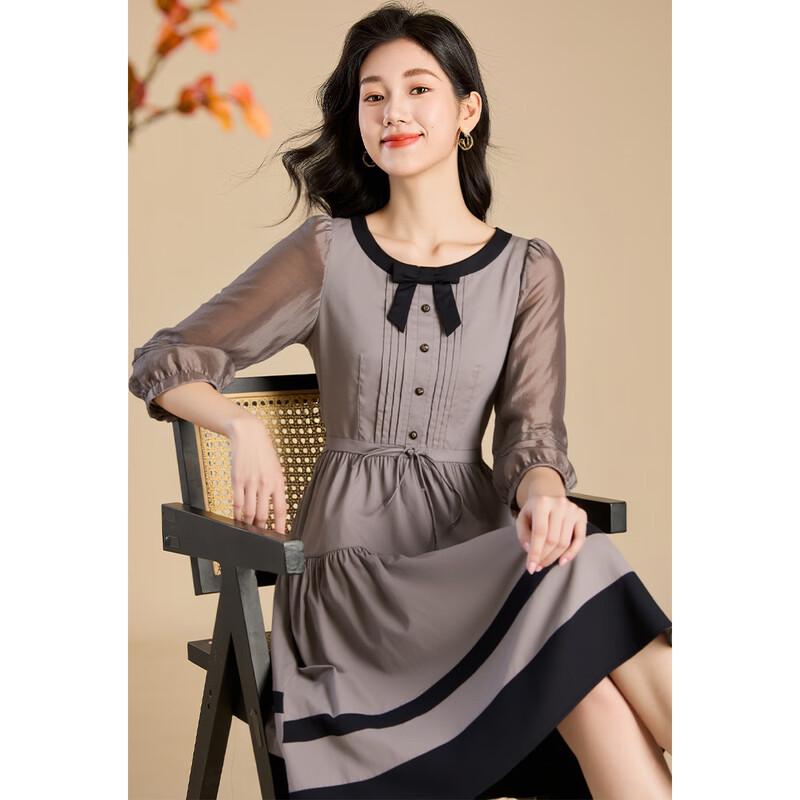 

Kebell Maillard Style Bowknot A-line Slimming Dress L