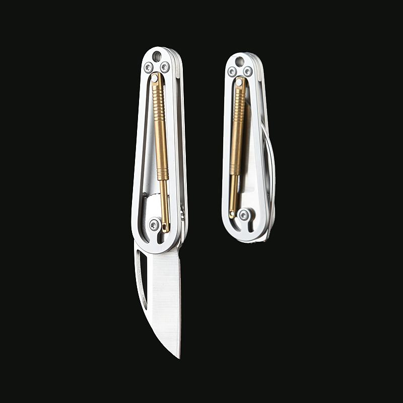 Stainless steel mechanical mini folding knife, portable keychain pendant, easy to disassemble and deliver fruit knife
