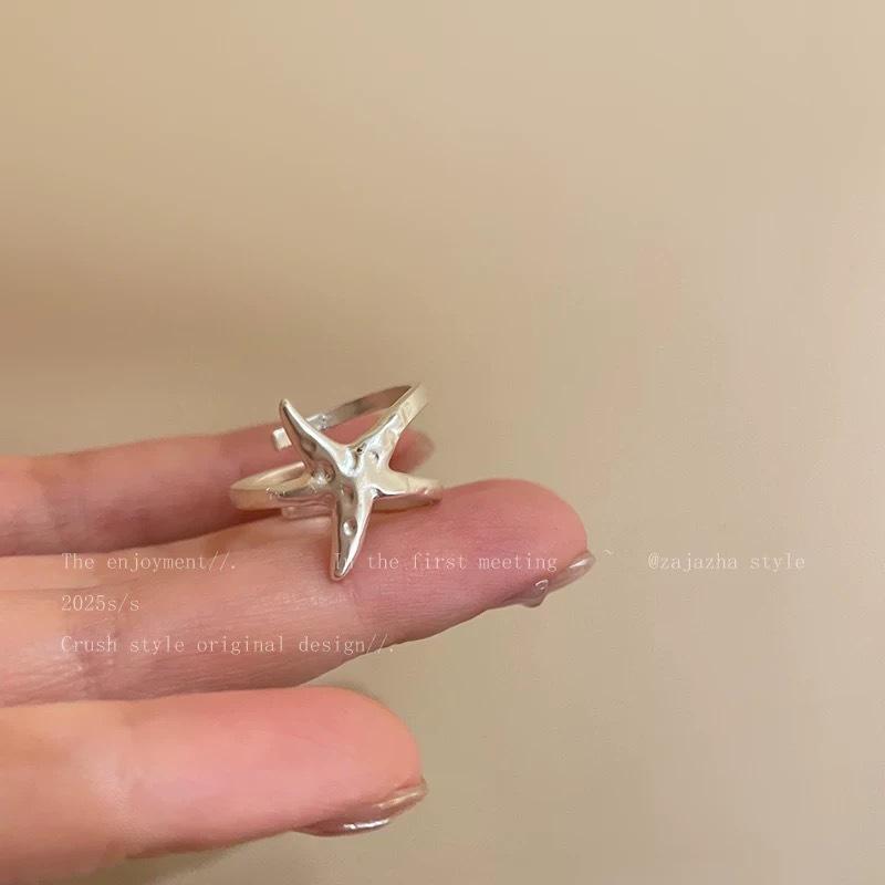 

Summer vacation style beach glaze ocean waves ocean stars ring small finger opening adjustable Ocean Stars