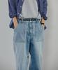 Modenaleudeo Work Pocket Balloon Denim Pants (Light Blue)