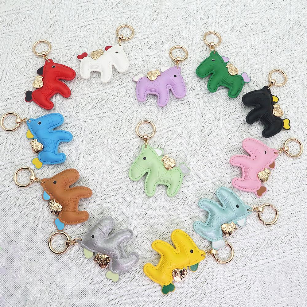 Women's Bag Charm Decoration Bag Pendant Cartoon Rocking Wooden Horse Women's Leather  Bag Charm Key Chain Cute Bag Accessories Gifts