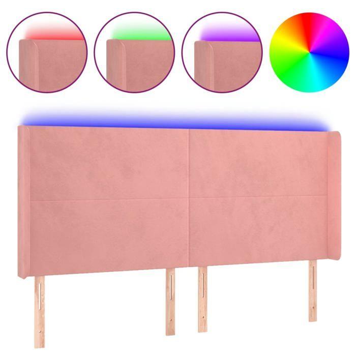 VidaXL Tête de Lit à LED Meuble de Chambre à Coucher Accessoire de Lit Double Tête de Cadre de Lit Intérieur Rose 3123839