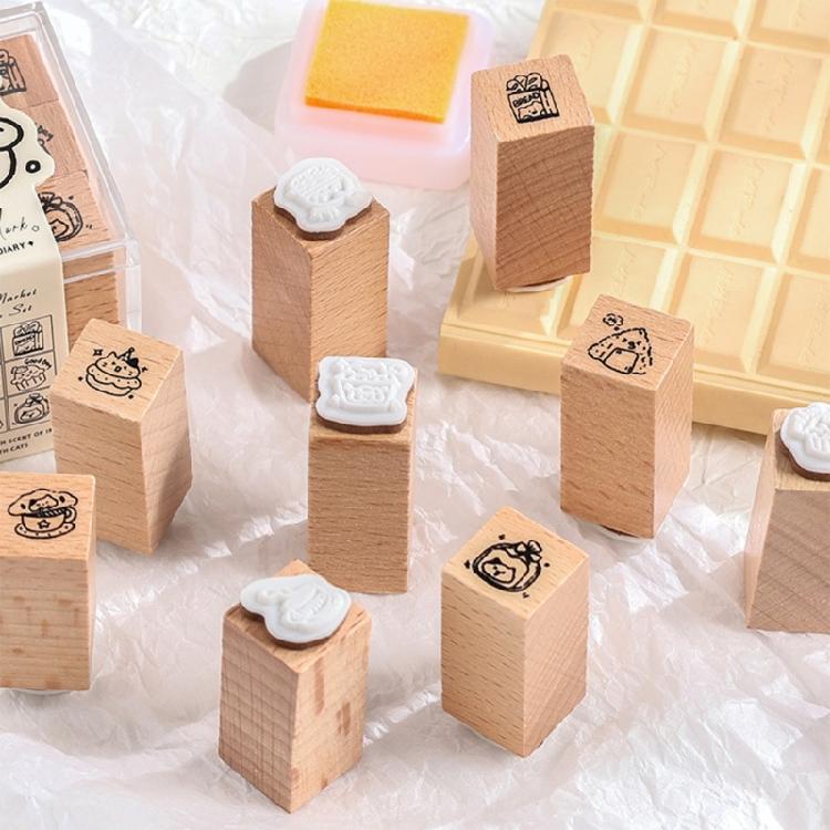 Wood Rubber Stamp Lovely Cats Stamp Animal Stamp Decorative Stamp Cartoon Dogs Stamp