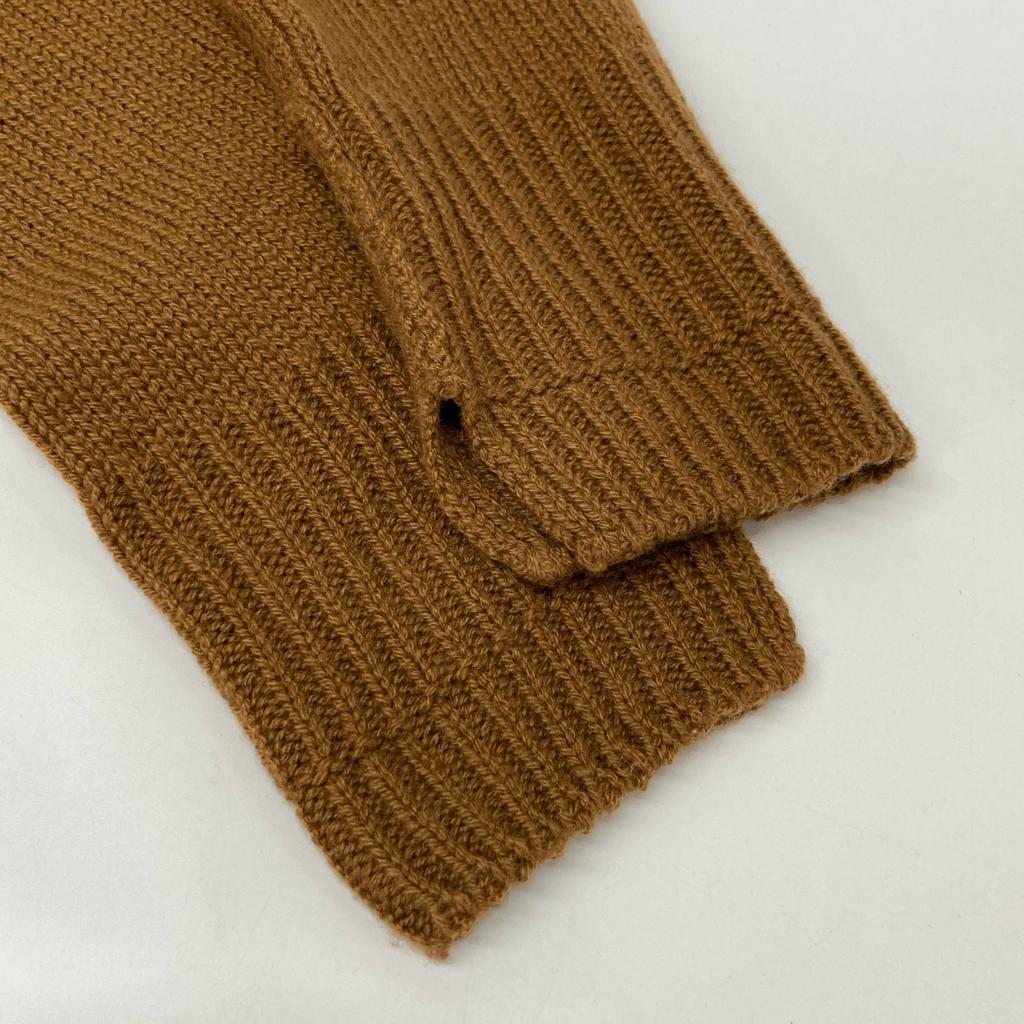Celine Brown Triomphe Embroidery High Neck Cashmere Pullover Knit Tops XS BrownUsed