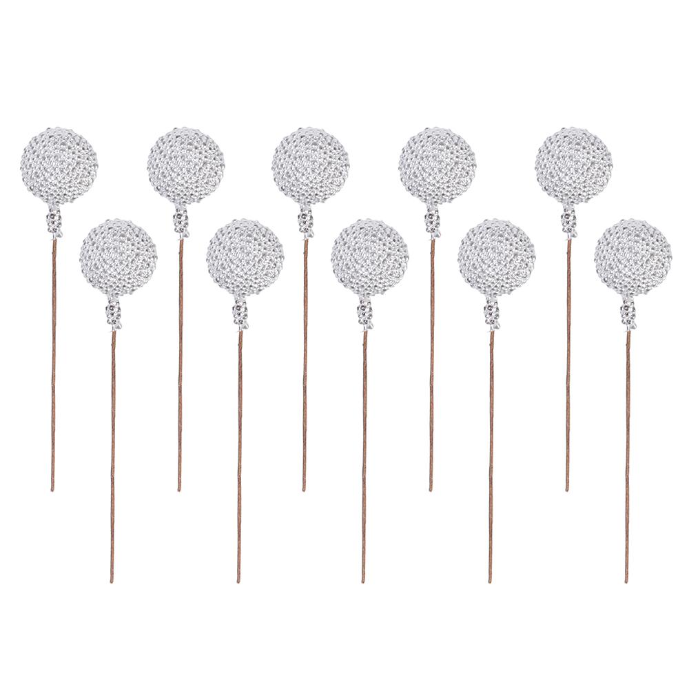 

10-100PCS Mini Pearl Plastic Stamen Artificial Flower Cherry Fruit Stamens Wedding Christmas Wreaths DIY Gift Box Decoration 10PCS срібний