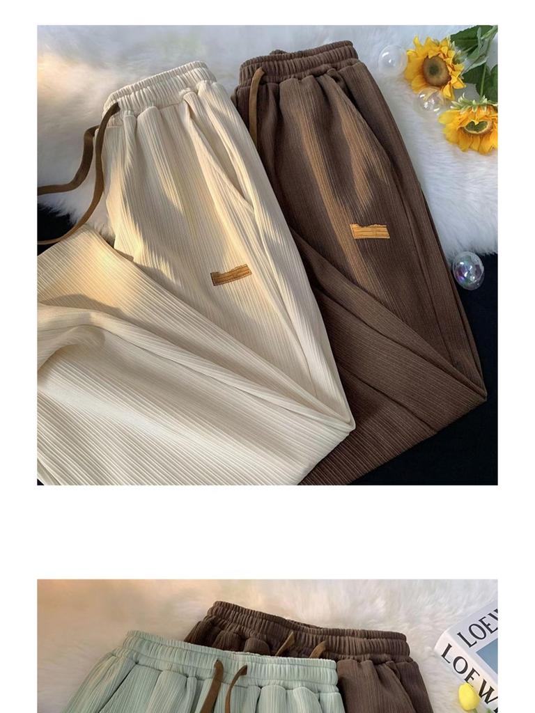 2024 Summer Unisex Ice Silk Wide-Leg Pants - Loose, Trendy Korean Style