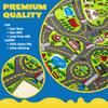Joyfy Kids Play Rug With Durable 12 Pull-Back Vehicle City Car Track Playmat Rug for Kid Best Birthday Christmas Gift