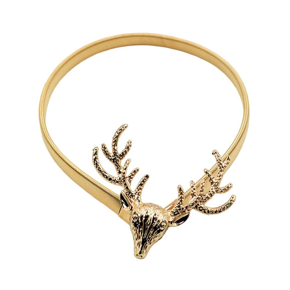 Gold Silver Color Curtain Buckle Straps Stretch Elastic Waist Belt Dress Belt  Home Decor Gold Deer