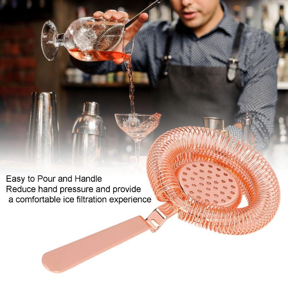 With Handle Cocktail Strainer Stainless Steel Drink Strainer Professional Ice Filter Bar