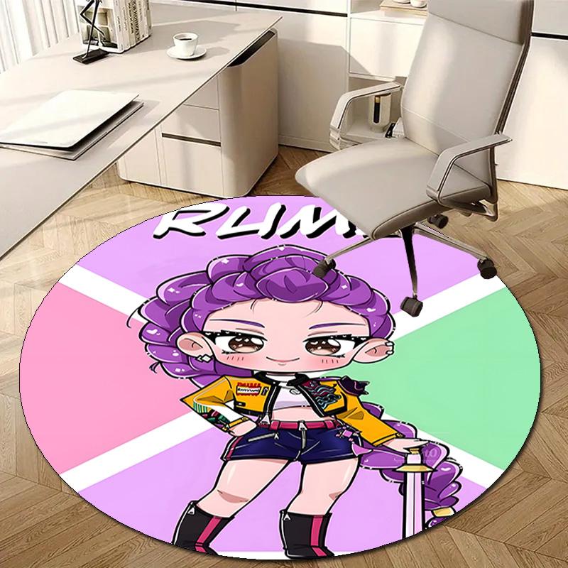 1pc KPop Demon Hunters RUMI1 Design Printed Area Round Carpet for Bedroom Living Room Home Decor Rugs Mat Non Slip Mat Rug for Bedside