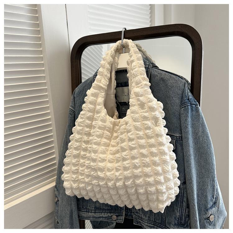 Personalized Folded Bubble 2025 Spring New Casual Fashion Large Capacity One Shoulder Hand Carry Underarm Portable Tote Bag