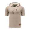 2022 Men's Breathable Short Sleeve Knit Hooded Sweater, Solid Color