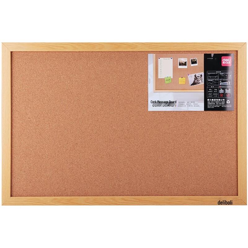 Доска для сообщений Deli 8762 из пробки с деревянной рамой, 45x60 см