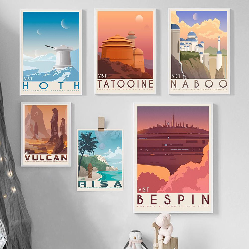 Planet Storm Trek Kunstdrucke, Retro-Reiseposter, minimalistisches Weltraum-Landschaftsbild, Leinwandgemälde, Geschenk für Geeks, Zimmer, Heim-Wanddekoration