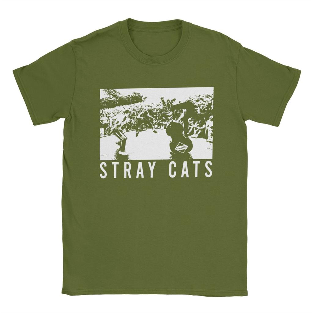 Novelty Band Stray Cats T-Shirts for Men Round Collar 100% Cotton T Shirts Short Sleeve Tee Shirt Plus Size Clothes