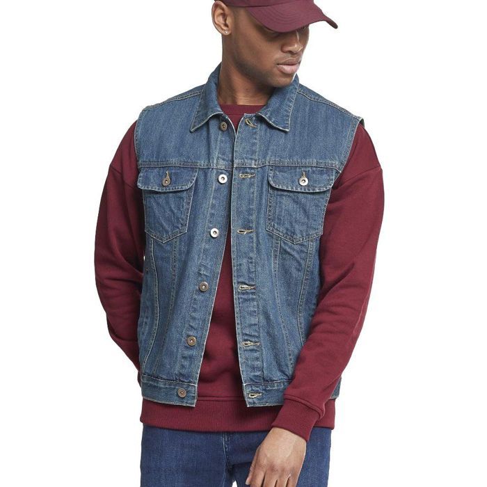 Denim Vest - URBAN CLASSICS - Sleeveless Vest - Light Blue - Unisex - 100% Cotton