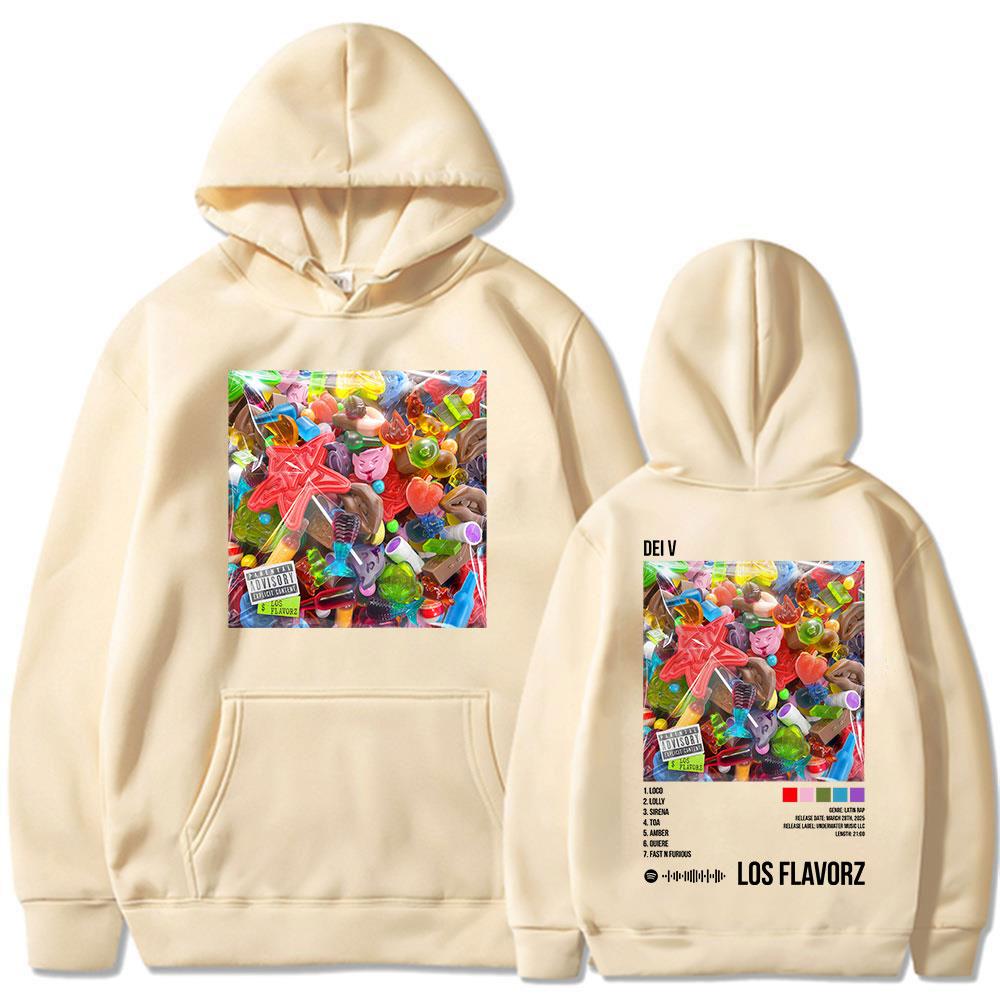Rapper Dei V LOS FLAVORZ Hoodies Herren Damen Kleidung Hip Hop Musik 2025 Album Langarm Sweatshirt Mode Übergroße Pullover
