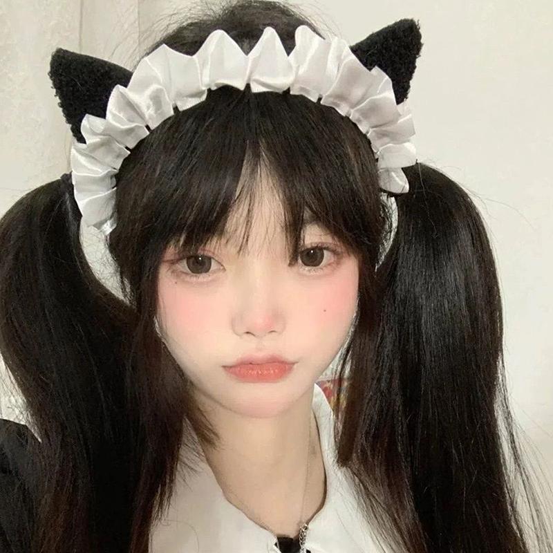 Lolita Pleated Laces Hair Hoop Women Elegant Hollow Out Pattern Makeup Headband For Girls Cosplay Maid Hair Accessories