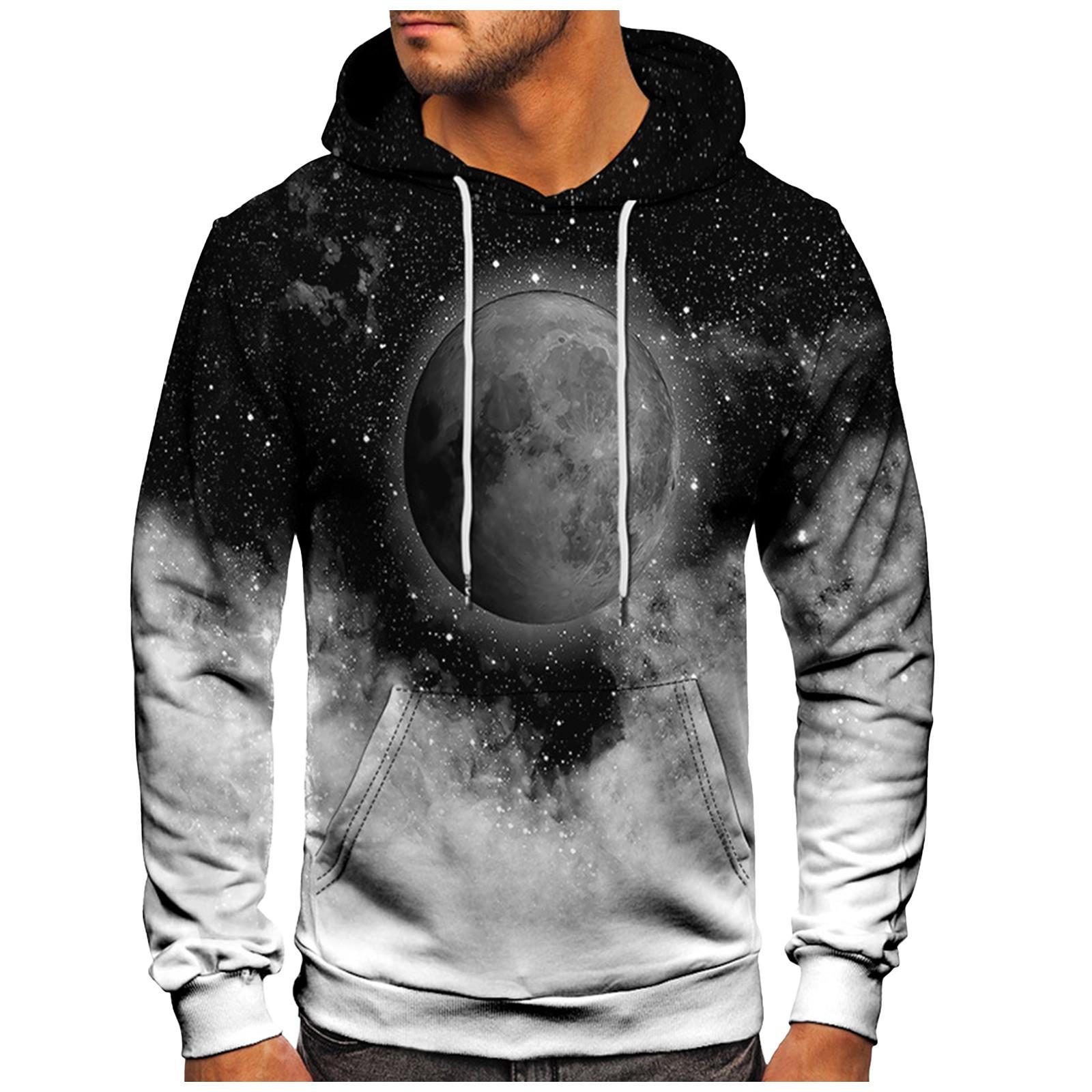 

Мужская свободная толстовка с капюшоном с принтом, мужская повседневная модная спортивная толстовка XL белый