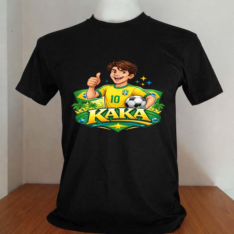 kaka t-shirt brazil black color cartoon version 2XL