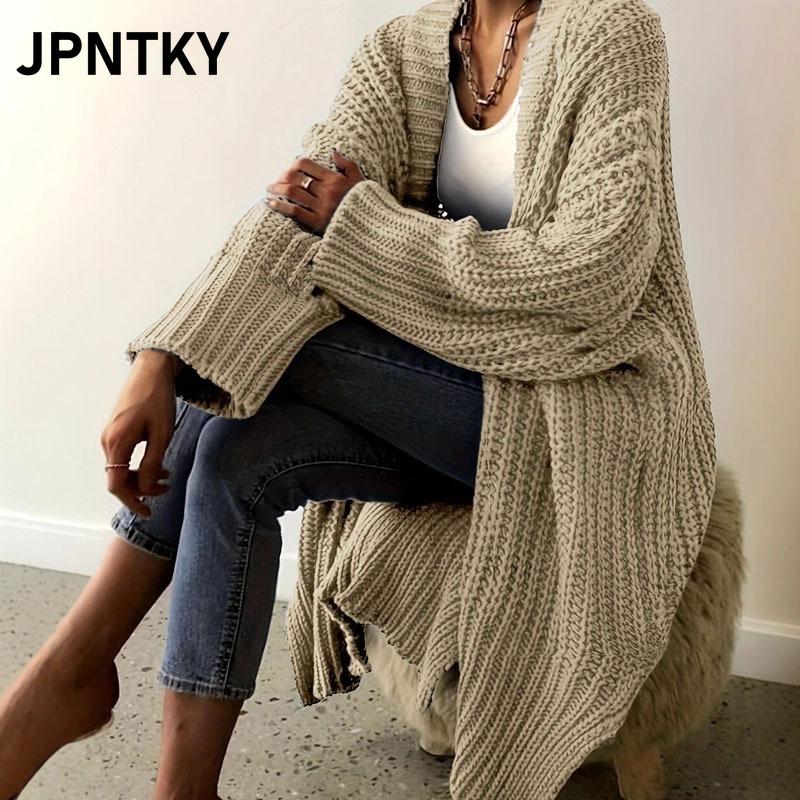 JPNTKY Women's Vintage Casual Solid Color Print Autumn Winter Long Sleeve Jackets & Coats