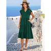 Women's V-neck Lotus Leaf Sleeve Medium and Long Splicing Pendulum Pocket Dress