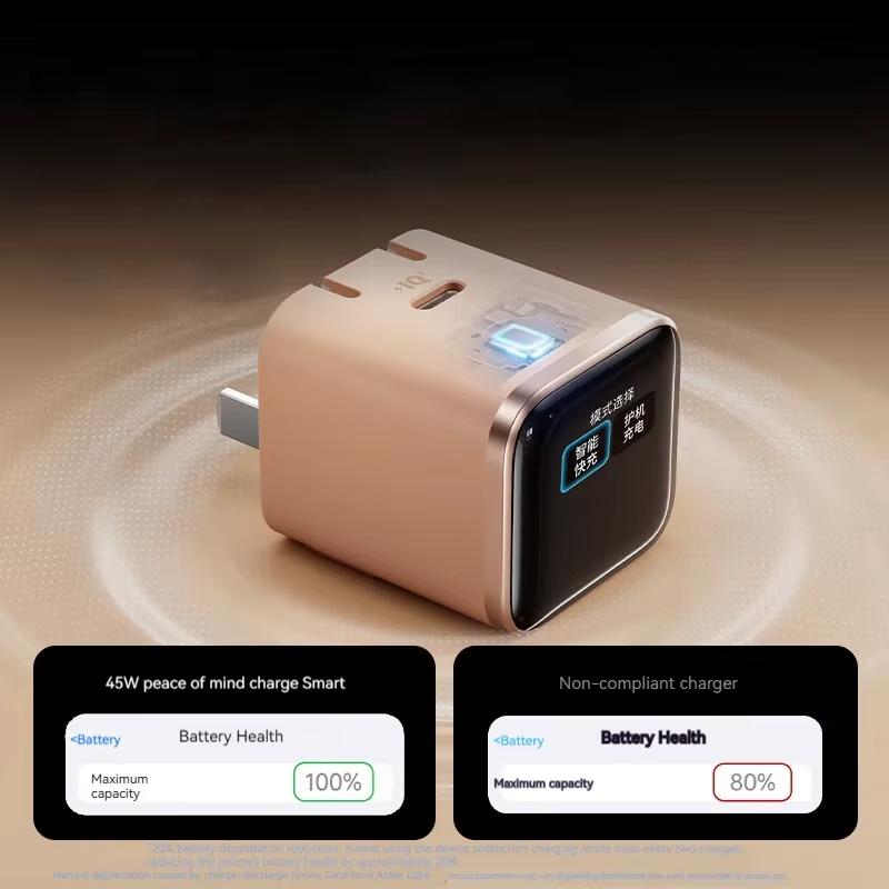 Anker 45W Nano Smart Typ C Ladegerät Schnellladung Faltbarer Stecker Kompaktes Bildschirmdisplay für iPhone 17 Pro Max 16 Pro USB C Ladegerät