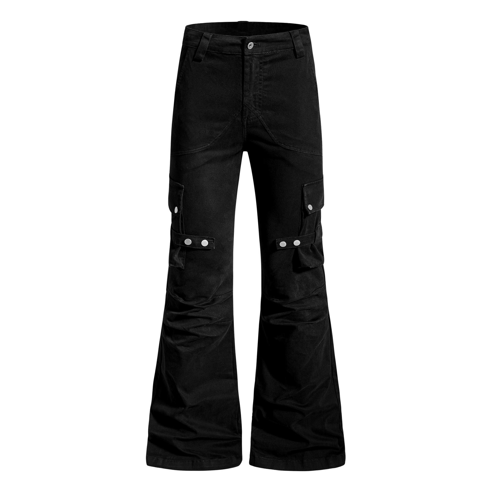 Guan Qu 26 Spring American Retro Spicy Girl Flare Casual Long Pants for Women XL чёрный
