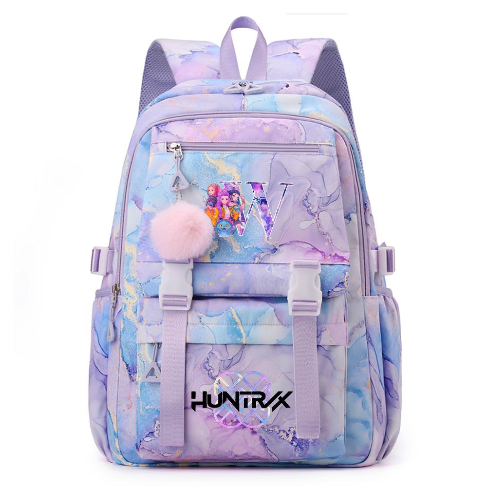 Cute Cartoon 26 English Letters Printed Backpack Schoolbag for Teenager Student Girl Boy Bookbag Large Capacity Waterproof Travel Bag Mochila