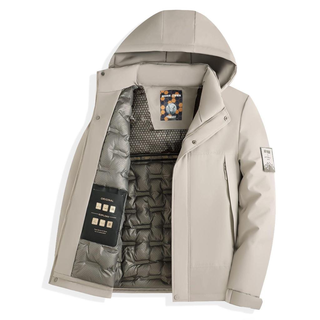 Unisex Winddichte Graphen-Fleecejacke: Winter-Kapuzen-Baumwoll-Wattiert im Bergsteiger-Stil