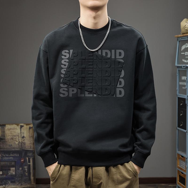 

Американский уличный трендовый бренд, трехмерный стальной штамп, мужской свитер, осенняя тяжелая свободная куртка с длинными рукавами 4XL чёрный