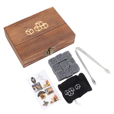 Whiskey Stone Black Multifunctional Portable Chilling Cooler Rocks with Tweezers Storage Box For