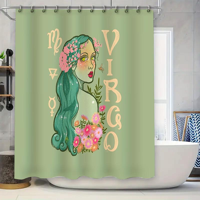 

Floral Woman Shower Curtain Botanical Nature Decor Vintage Aesthetic Bathroom Art Print Waterproof Home Textile Room Divider 90x180cm