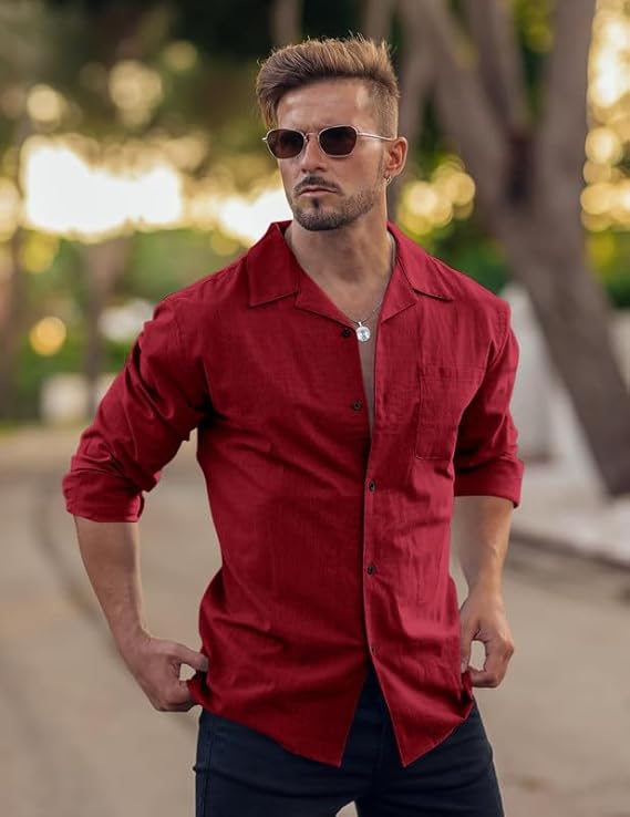 Men’s Casual Cotton Blend Stylish Solid Shirt for Beach, Office & Everyday Wear