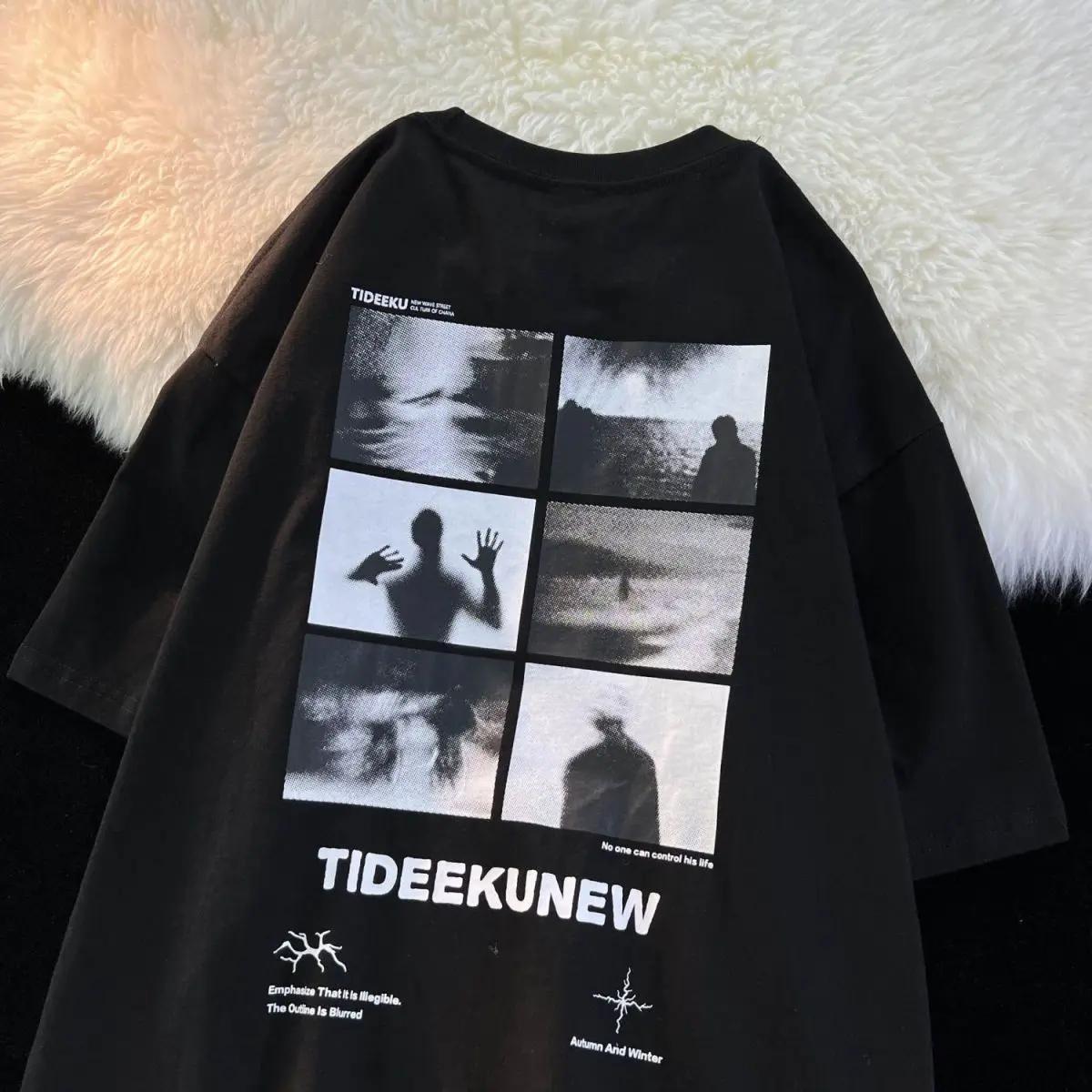 

Trendy retro printed graphic T-shirt summer men and women street personality loose couple casual hip-hop short sleeves harajuku 4XL