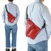 DOUBLES Body Genuine Men's One-Shoulder Bag, Stylish, Leather, Small, Red, JMO-7450