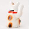 White Oval Cat, Size 5, Right Handed Maneki-neko (Beckoning Cat) - Tokoname Ware