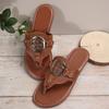 Nieuwe Dames Slippers Sandalen met Decoratieve Knoppen Zomer Platte Schoenen Modieus Design