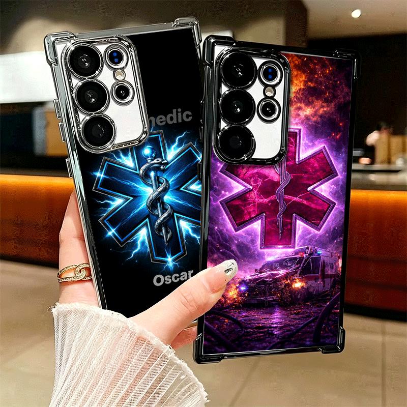EMT EMS Ambulance Plating Phone Case For Samsung Galaxy S24 S25 FE S26 Edge S23 Ultra S22 S21 Plus S20 Anti-Fall Airabag Cover