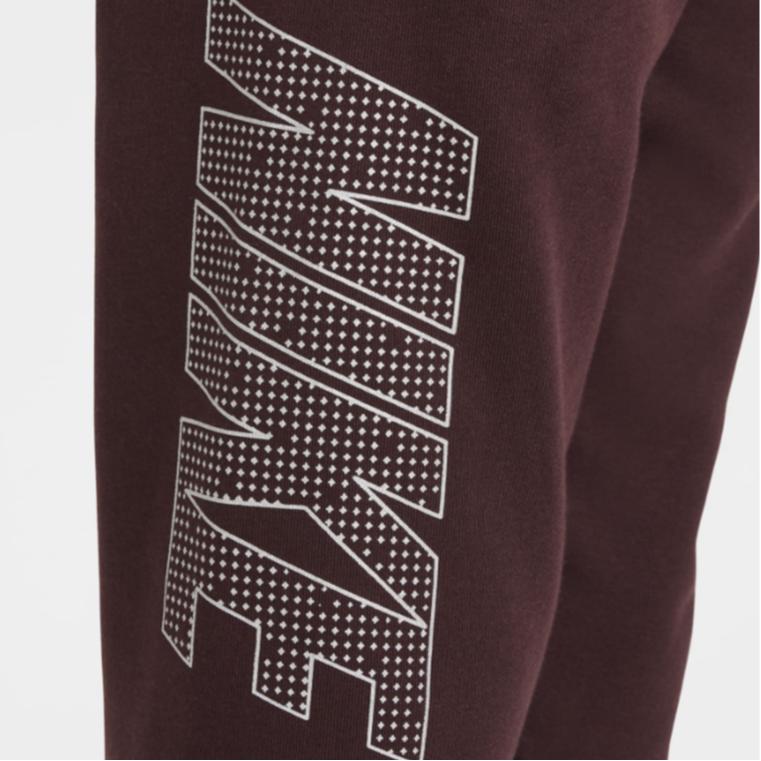 Nike Kids Letter Logo Print Elastic Waist Tapered Long Pants Kids bottoms Brown HF4238-652