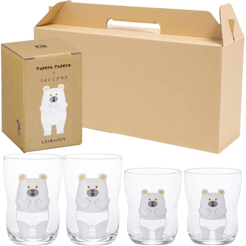 Strong Child Glasses, Polar Bear Pants, Set of 2 (Small and Medium), Craft Boxed, Made In Japan, Durable Tupera Tupera Children's Tableware, Shatter-R