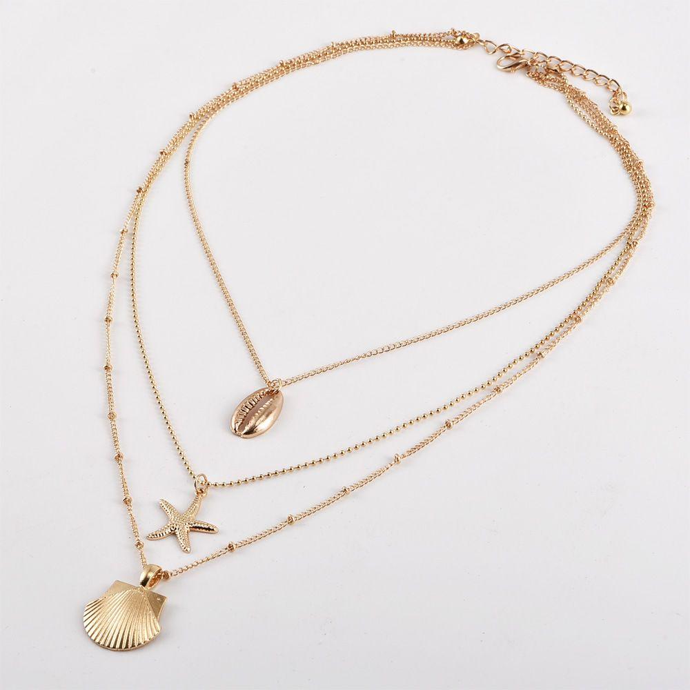 Women Gifts Chain Choker Multilayer Shell Necklace Cowry Seashell Pendant Bohemian Beach Jewelry