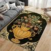 Vintage Floral Vase Pattern Carpet - Elegant Black and Gold Design Suitable for Use As an Anti-slip for Living Room Bedroom Sofas