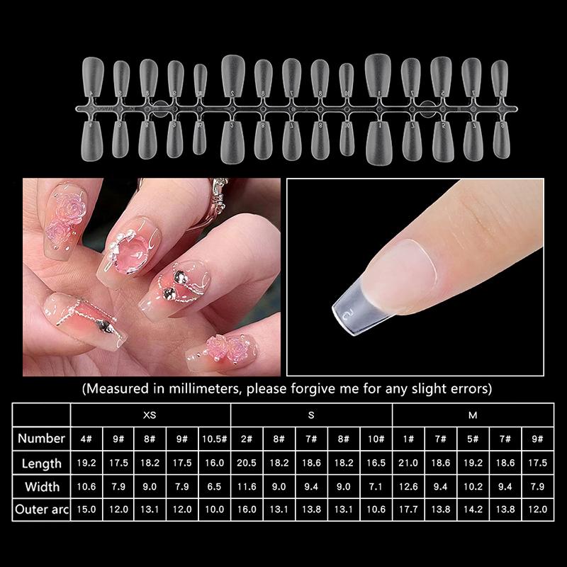 24Pcs Traceless Matte Fake Nails No Polishing Press On False Nails Long Short Design High Matt Soft Gel Nail Tips For Extension